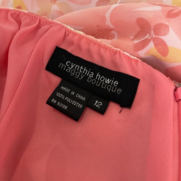 Cynthia Howie Maggy Boutique Skirt Women's 12 Pink Lined Y2k Floral Artsy - Picture 7 of 9